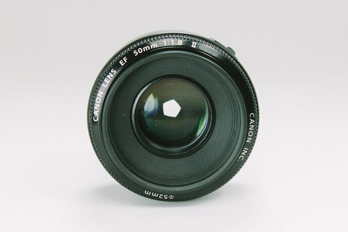 Uma lente da câmera da Canon
