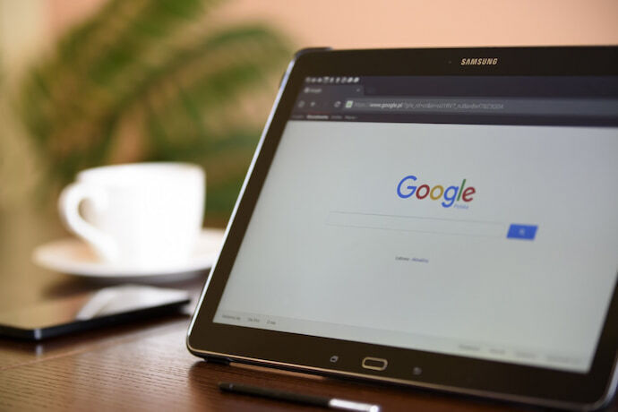 tablet Samsung na página do google