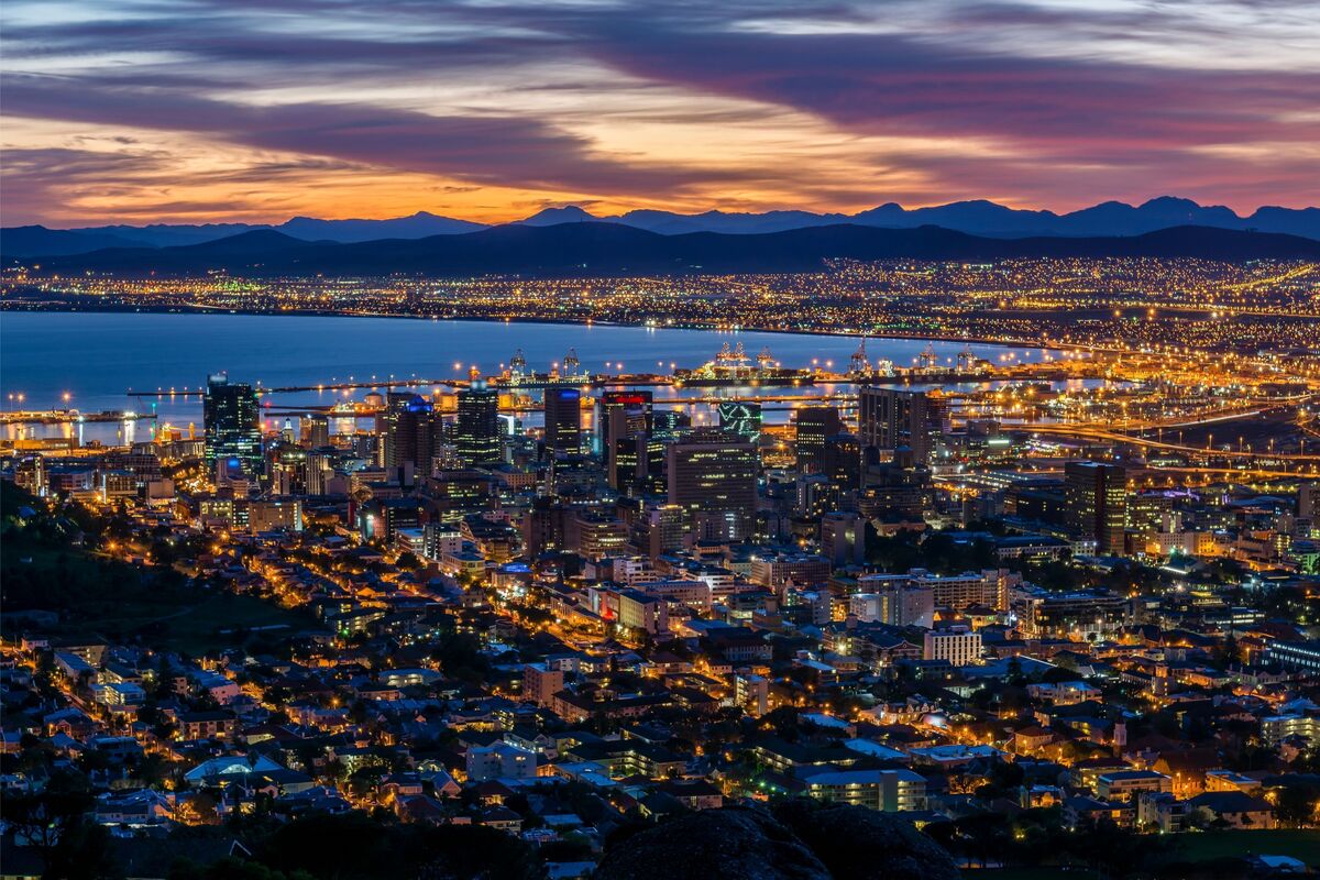 Vista Cidade do Cabo à noite