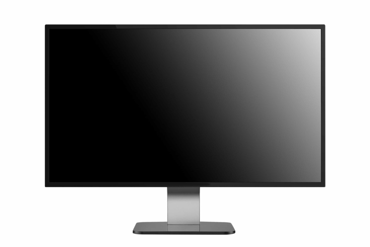 Monitor preto com base cinza