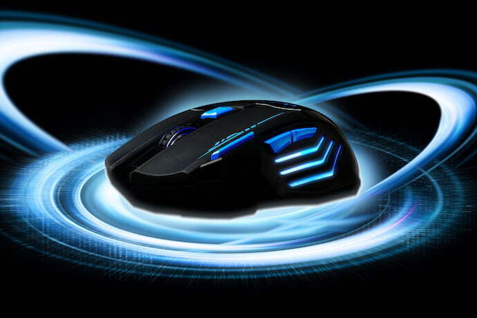 Mouse gamer com listras azuis