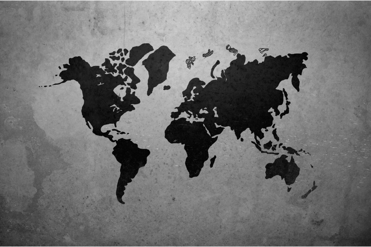 Papel de parede de mapa mundi preto e branco