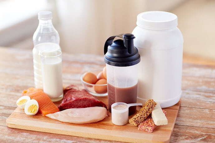 Ingredientes proteicos e suplemento hipercalórico