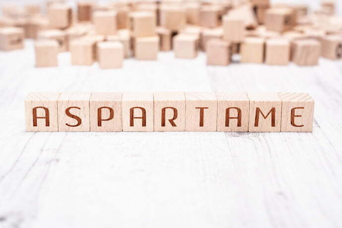 Quadrados escritos Aspartame