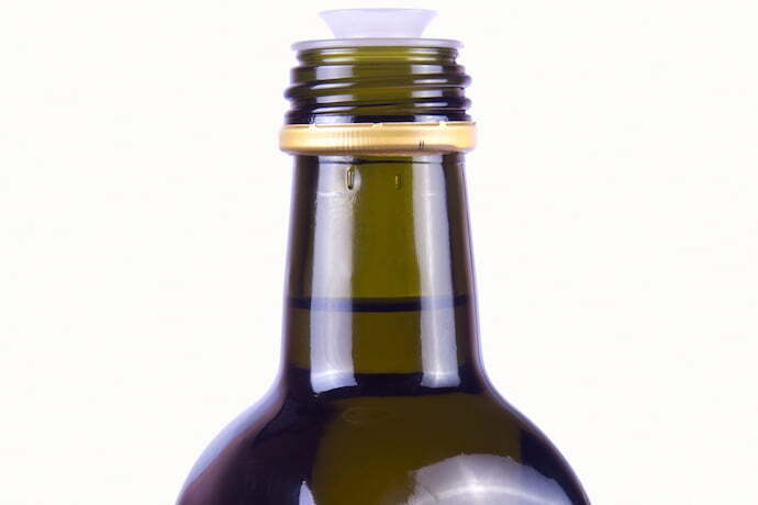 Garrafa de azeite de oliva de vidro escurecido