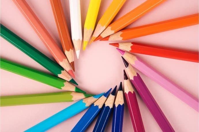 Lápis de cores afiados