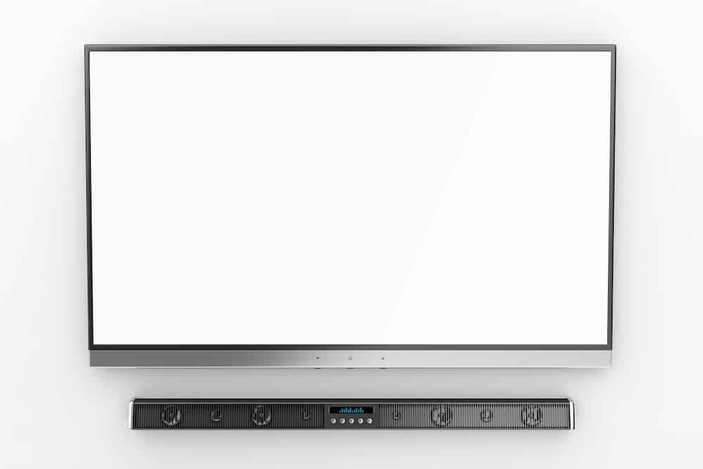 Televisão em branco com soundbar