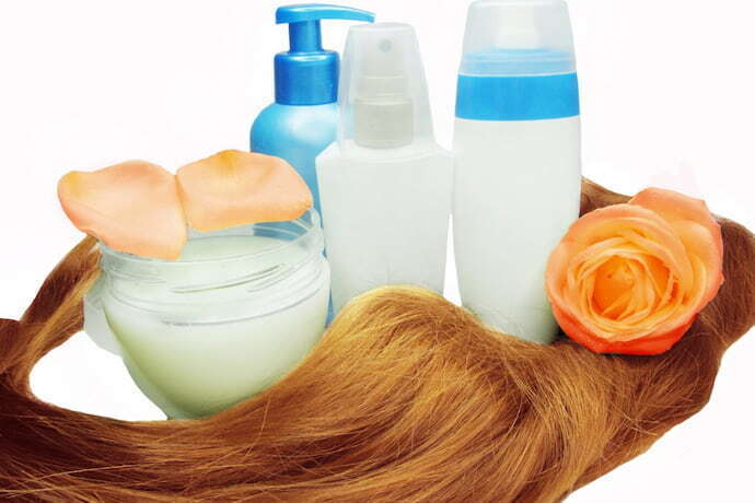 Vários produtos de cabelo e cabelo